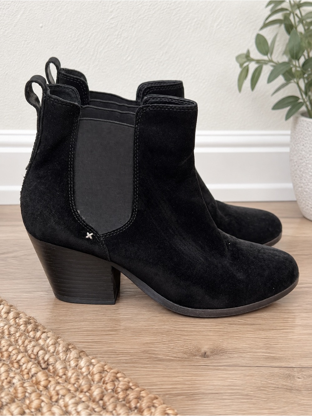 Rag & Bone Black Suede Walker Chelsea Ankle Boots Block Heel 38.5 US 8.5